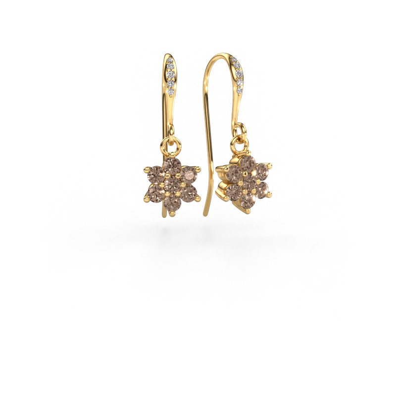 Image de Pendants d'oreilles Dahlia 2 585 or jaune Diamant brun 0.69 crt