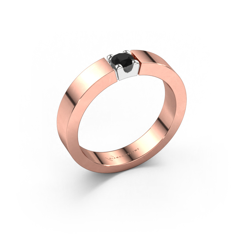 Afbeelding van Ring Dana 1 585 rosé goud Zwarte diamant 0.24 crt