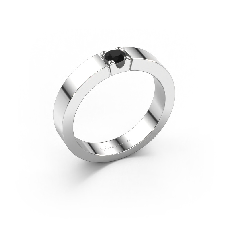Image de Bague Dana 1 585 or blanc Diamant noir 0.24 crt