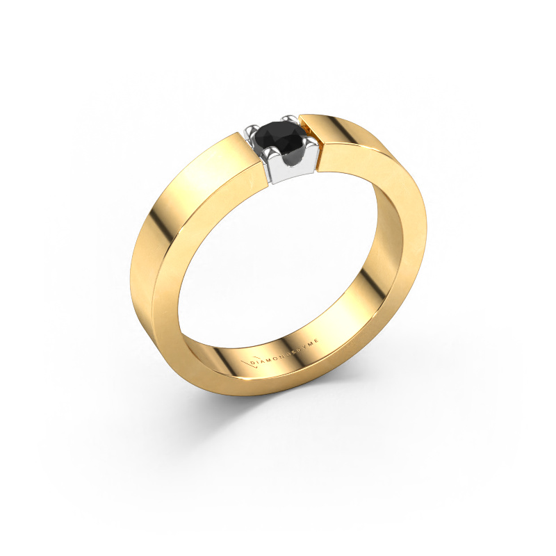 Image de Bague Dana 1 585 or jaune Diamant noir 0.24 crt
