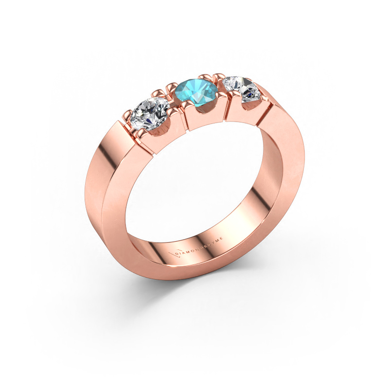 Bild av Ring Dana 3 585 roséguld Blå topas 4 mm