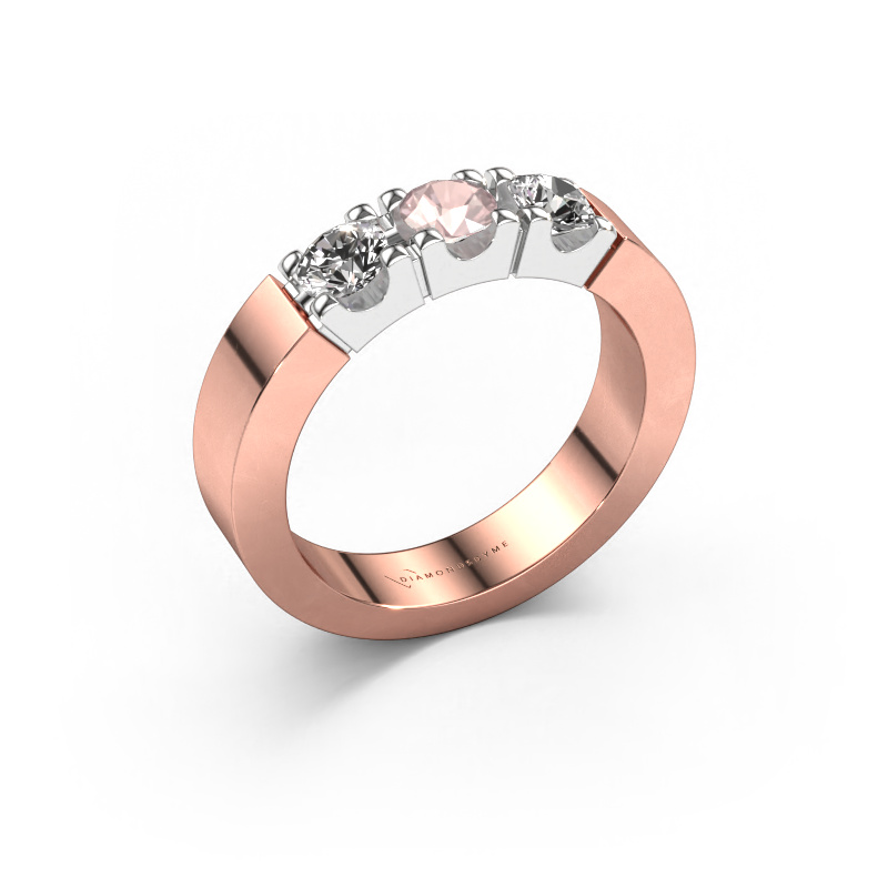 Image of Ring Dana 3 585 rose gold Morganite champagne 4 mm