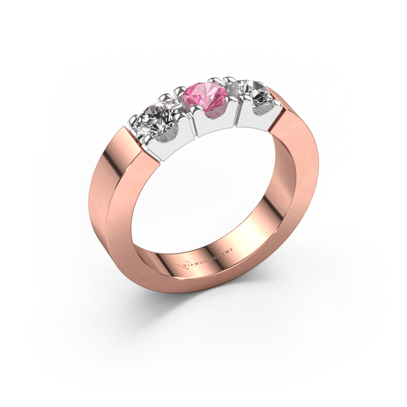 Afbeelding van Ring Dana 3 585 rosé goud Roze saffier 4 mm