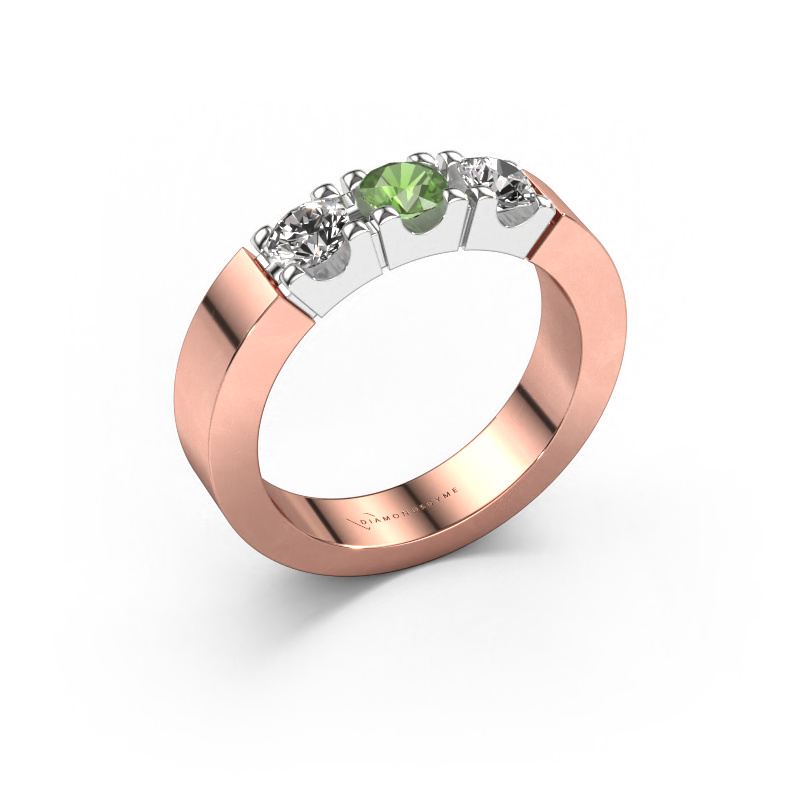 Image of Ring Dana 3 585 rose gold Tourmaline green 4 mm