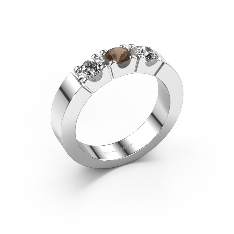 Image of Ring Dana 3 585 white gold Smokey quartz 4 mm
