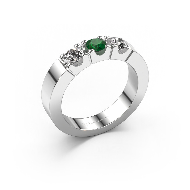 Image of Ring Dana 3 950 platinum Emerald 4 mm