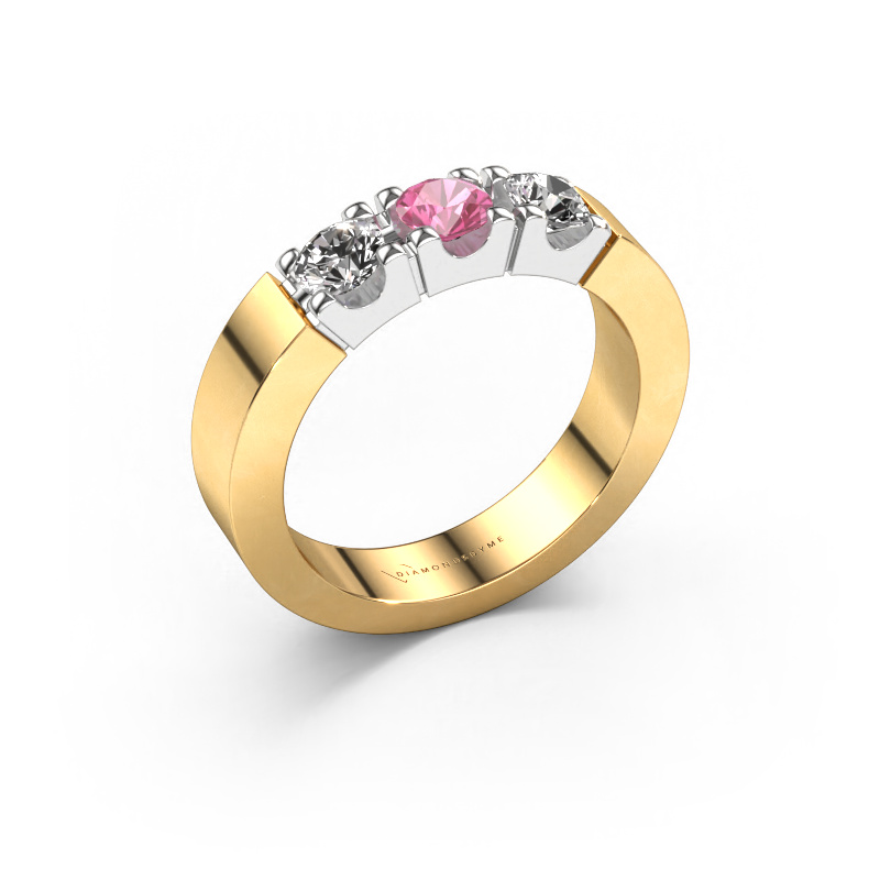Image de Bague Dana 3 585 or jaune Saphir rose 4 mm