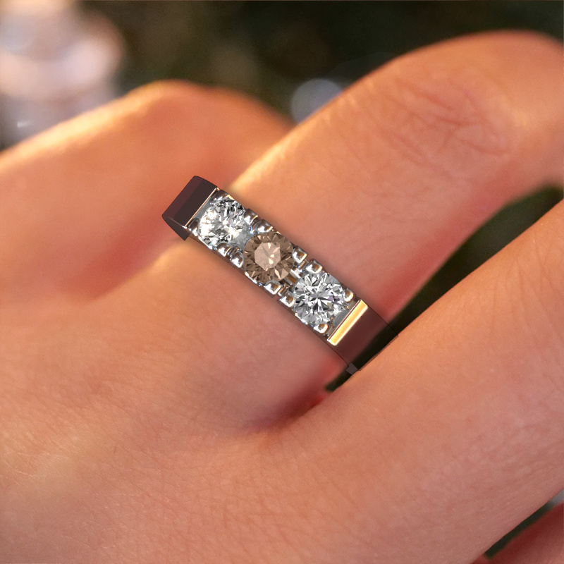 Afbeelding van Ring Dana 3 950 platina Bruine diamant 0.75 crt