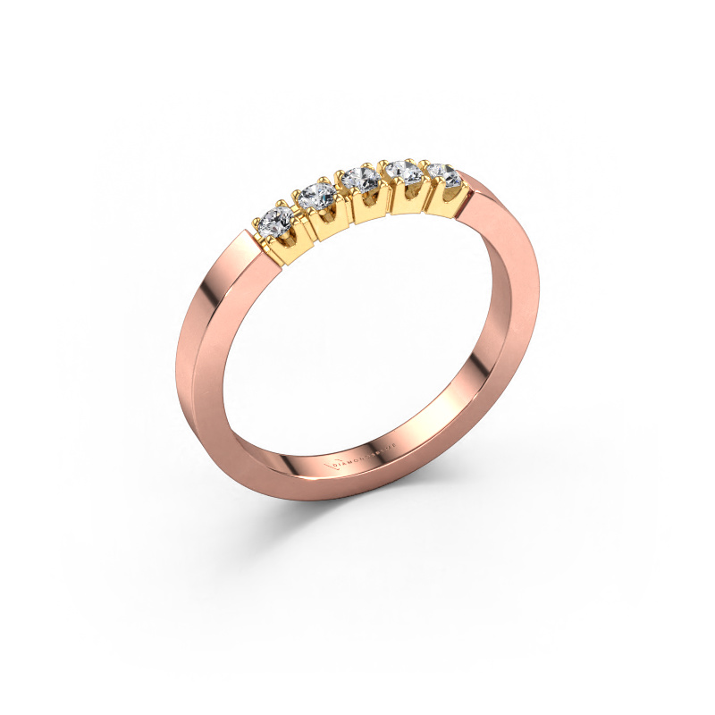 Image de Bague Dana 5 585 or rose Diamant synthétique 0.15 crt