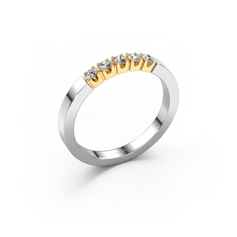 Image de Bague Dana 5 585 or blanc Diamant synthétique 0.15 crt