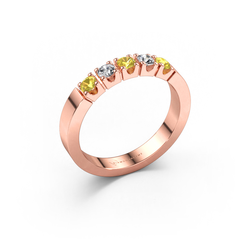 Immagine di Anello Dana 5 585 oro rosa Zaffiro giallo 3 mm