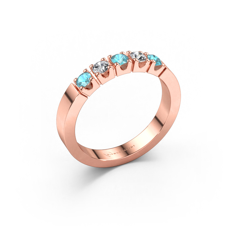 Immagine di Anello Dana 5 585 oro rosa Topazio blu 3 mm