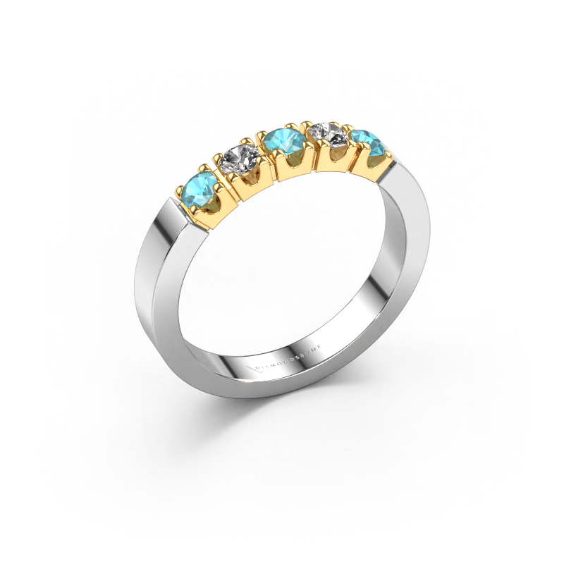 Image de Bague Dana 5 585 or blanc Topaze bleue 3 mm