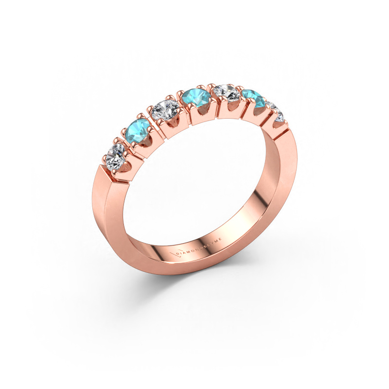 Immagine di Anello Dana 7 585 oro rosa Topazio blu 3 mm