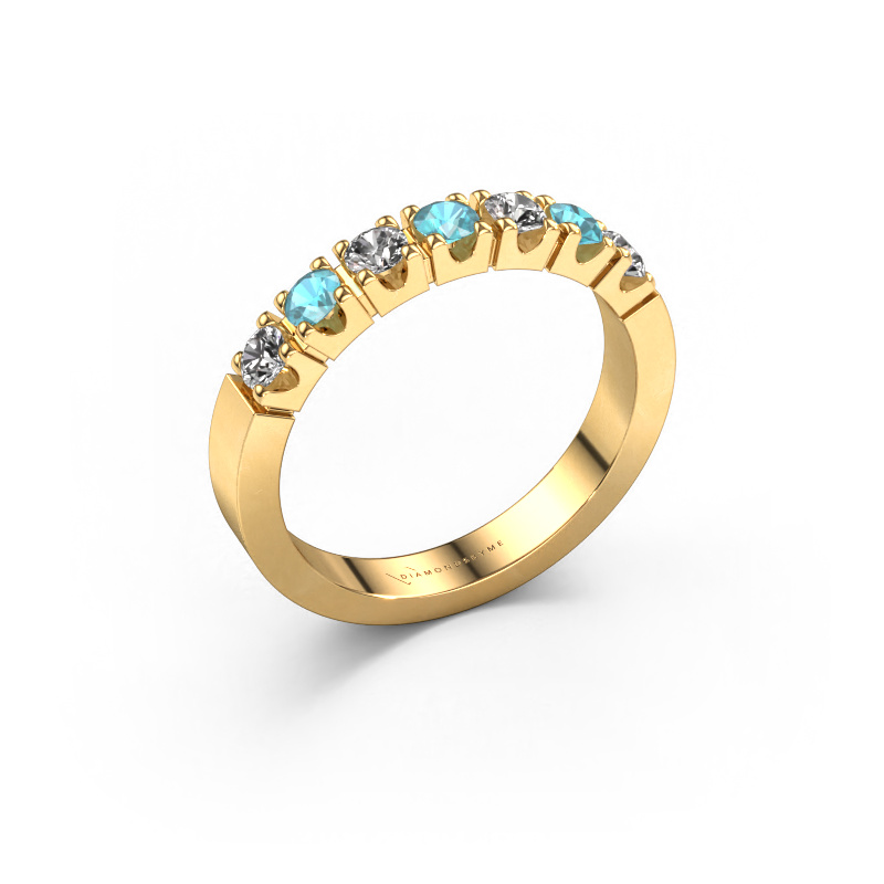 Image de Bague Dana 7 585 or jaune Topaze bleue 3 mm