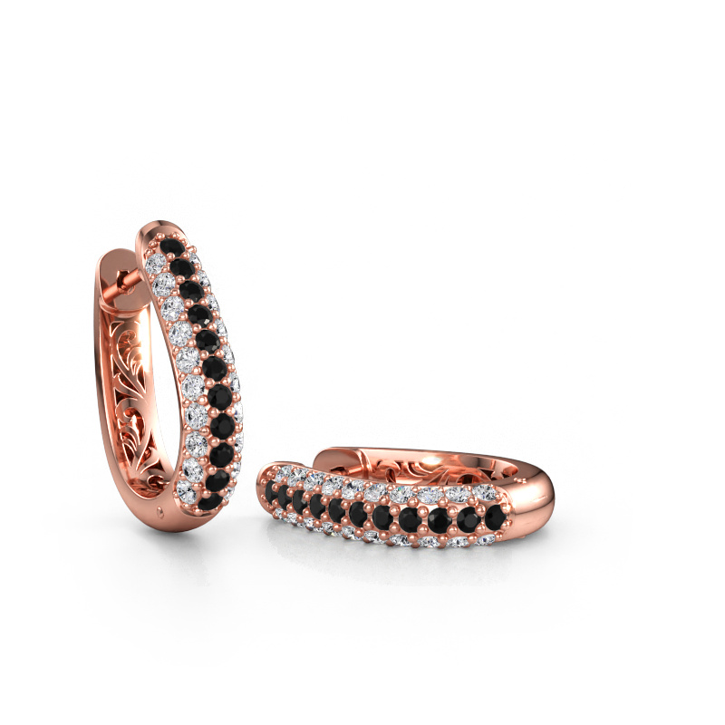 Image de Créoles Danika 10.5 A 585 or rose Diamant noir 1.308 crt