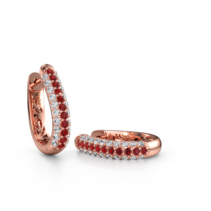 Immagine di Orecchini a cerchio Danika 10.5 A 585 oro rosa Rubino 1.7 mm