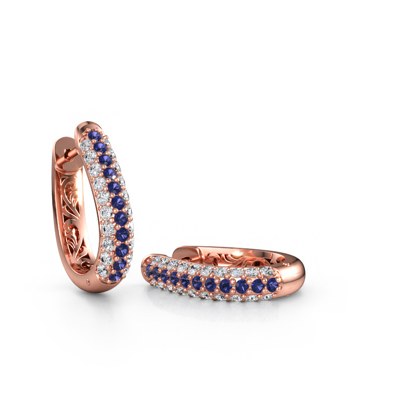 Immagine di Orecchini a cerchio Danika 10.5 A 585 oro rosa Zaffiro 1.7 mm