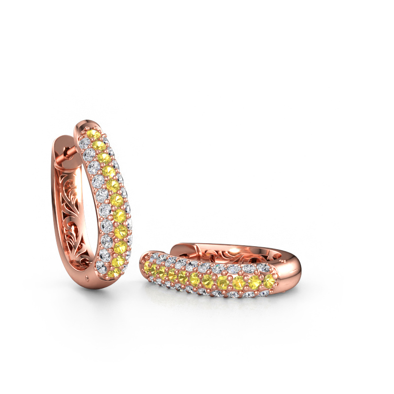 Image de Créoles Danika 10.5 A 585 or rose Saphir jaune 1.7 mm