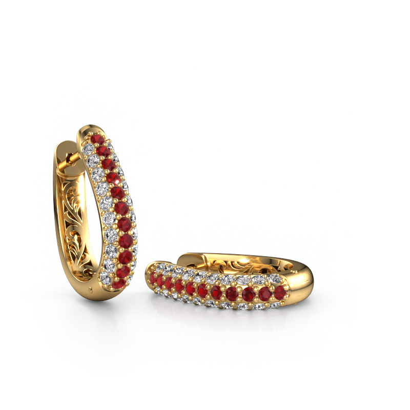 Image of Hoop earrings Danika 10.5 A 585 gold Ruby 1.7 mm