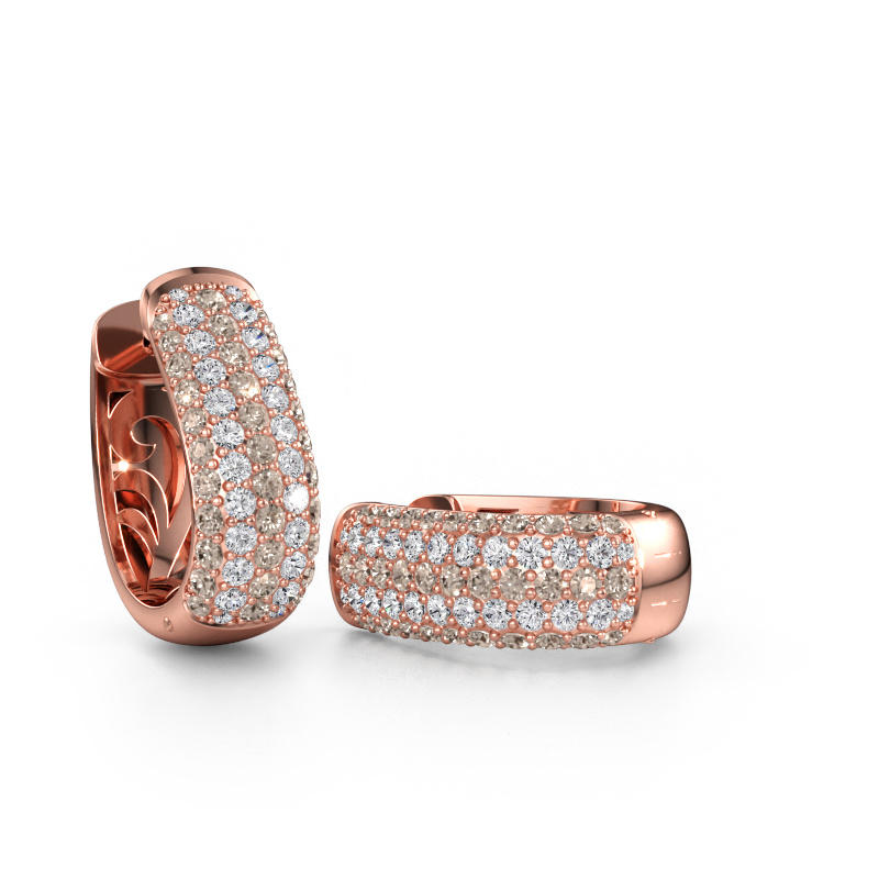 Immagine di Orecchini a cerchio Danika 10.5 B 585 oro rosa Diamante marrone 1.92 crt