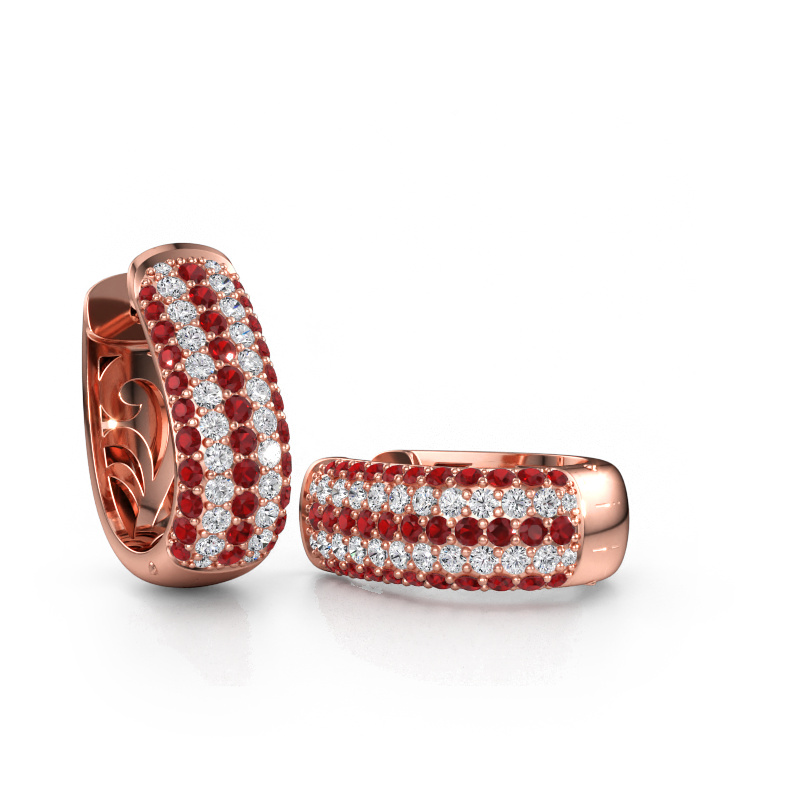 Immagine di Orecchini a cerchio Danika 10.5 B 585 oro rosa Rubino 1.1 mm