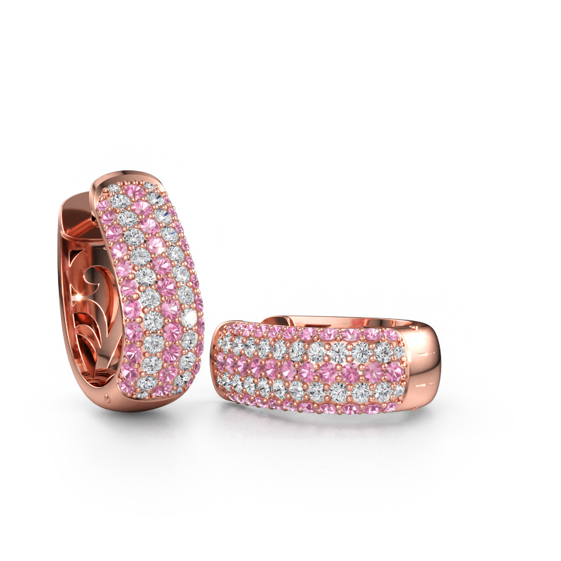 Immagine di Orecchini a cerchio Danika 10.5 B 585 oro rosa Zaffiro rosa 1.1 mm