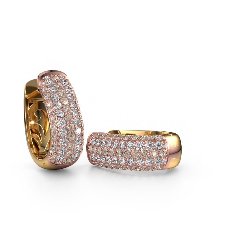 Image de Créoles Danika 10.5 B 585 or rose Diamant brun 1.92 crt