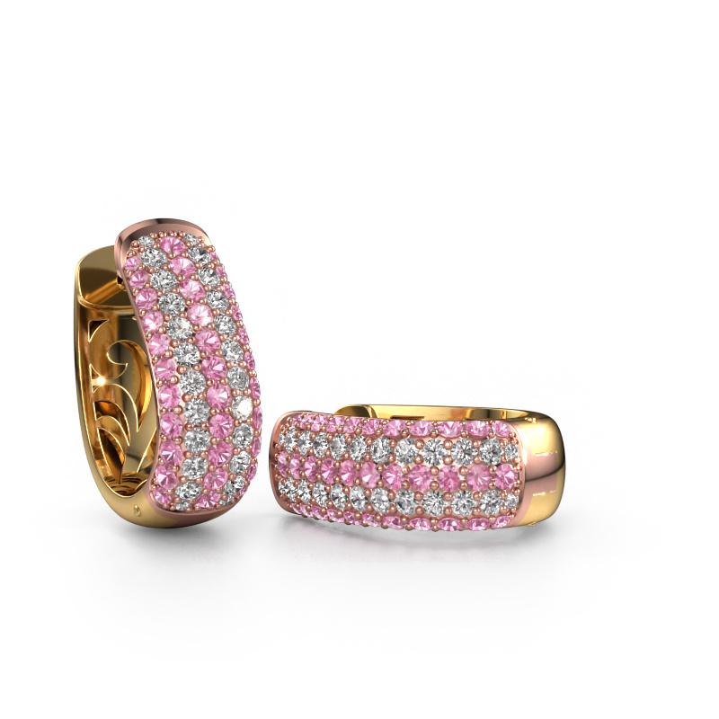 Afbeelding van Creolen Danika 10.5 B 585 rosé goud Roze saffier 1.1 mm