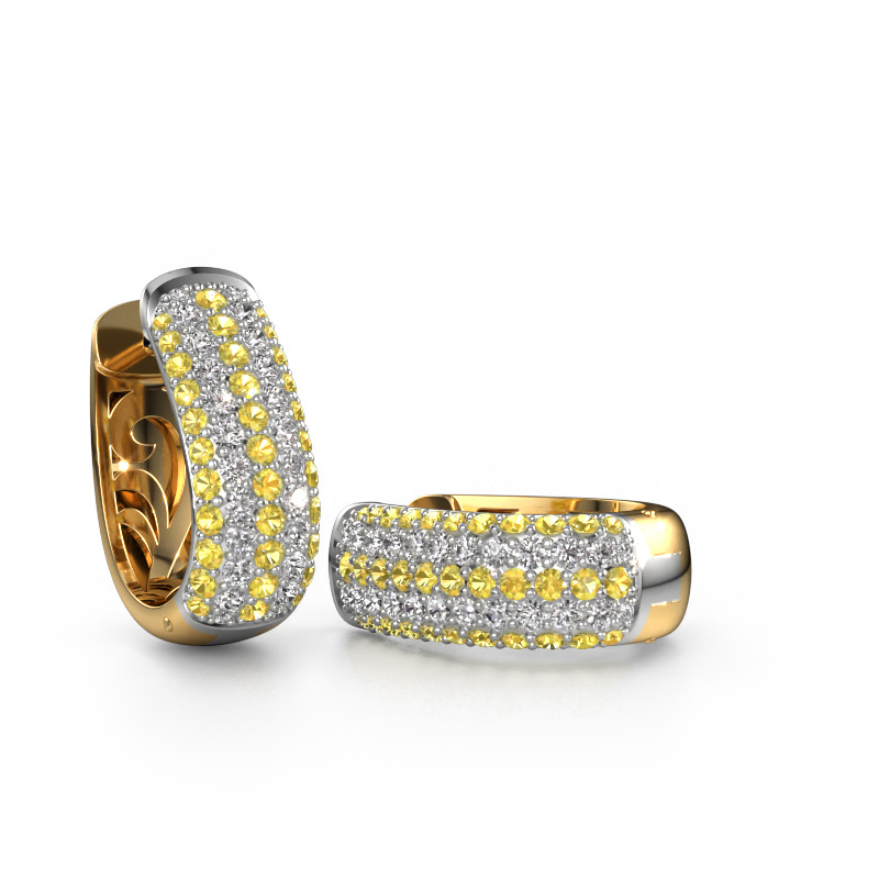 Image de Créoles Danika 10.5 B 585 or blanc Saphir jaune 1.1 mm