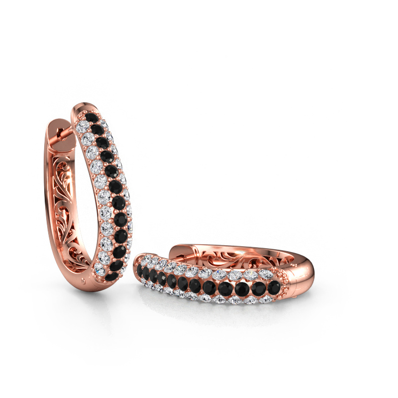Bild av Creolörhängen Danika 12.5 A 585 roséguld Svart diamant 1.456 crt