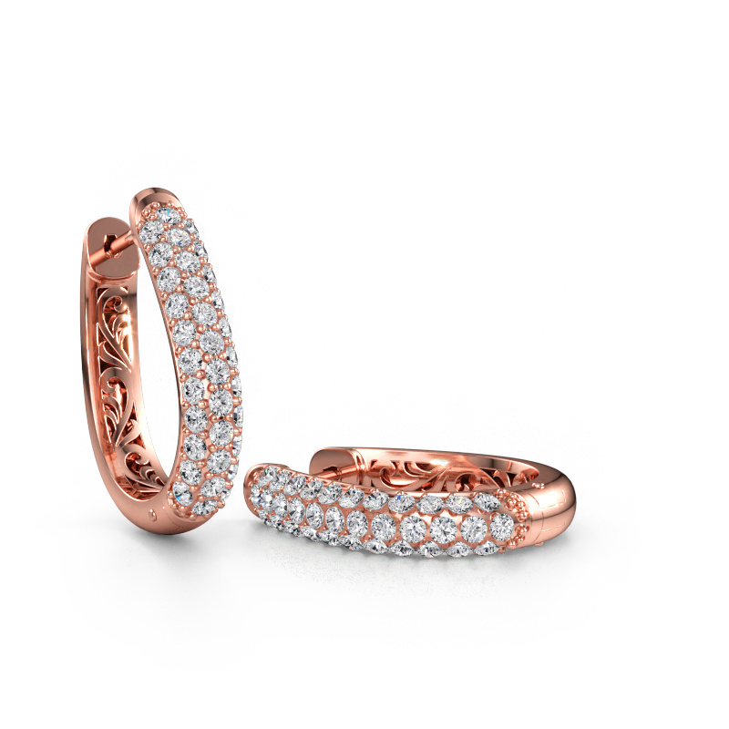 Immagine di Orecchini a cerchio Danika 12.5 A 585 oro rosa Diamante lab grown 1.360 crt