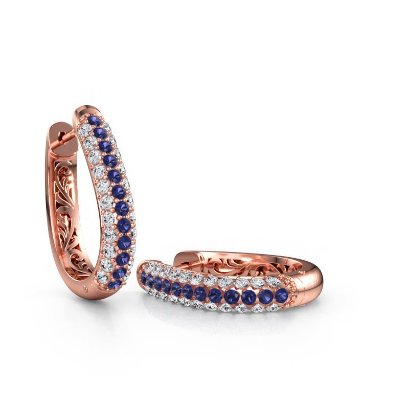 Immagine di Orecchini a cerchio Danika 12.5 A 585 oro rosa Zaffiro 1.7 mm