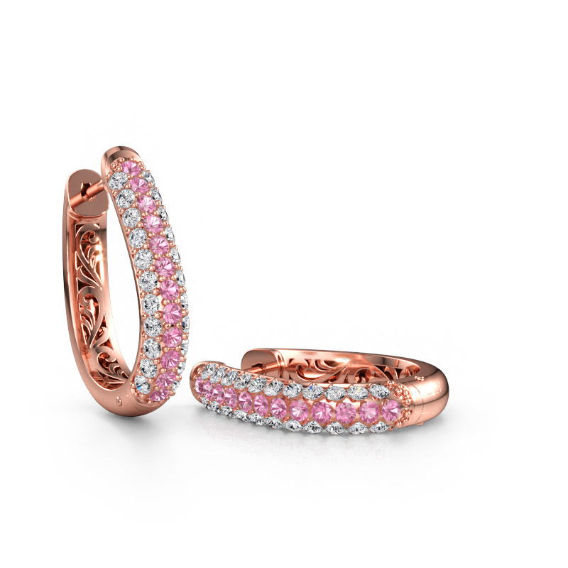 Immagine di Orecchini a cerchio Danika 12.5 A 585 oro rosa Zaffiro rosa 1.7 mm