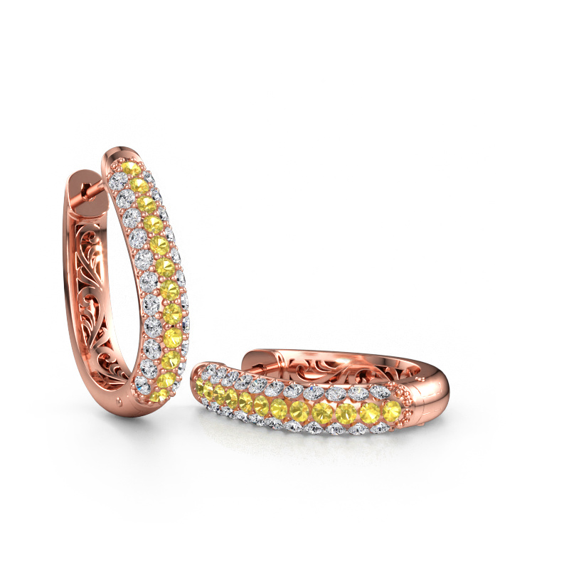 Image de Créoles Danika 12.5 A 585 or rose Saphir jaune 1.7 mm