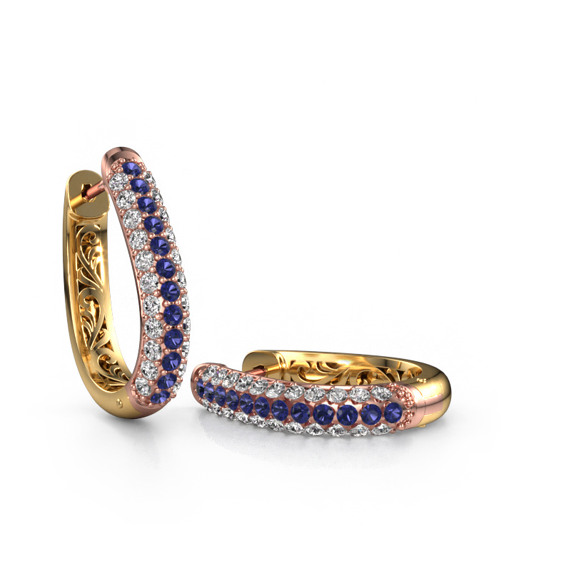 Image of Hoop earrings Danika 12.5 A 585 rose gold Sapphire 1.7 mm