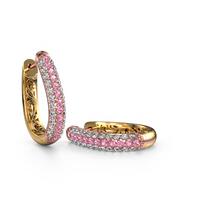 Image of Hoop earrings Danika 12.5 A 585 rose gold Pink sapphire 1.7 mm