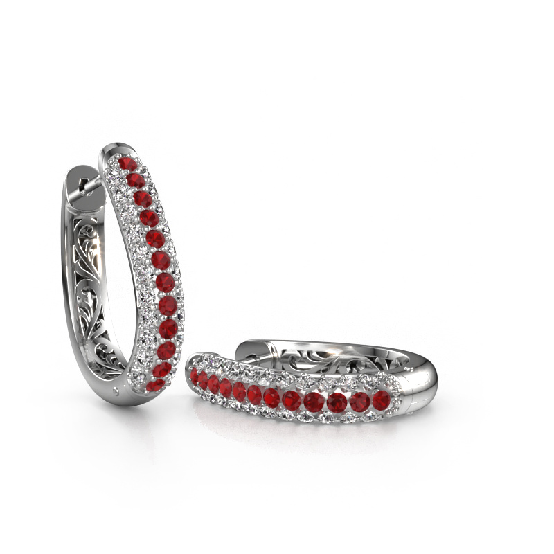Image of Hoop earrings Danika 12.5 A 950 platinum Ruby 1.7 mm