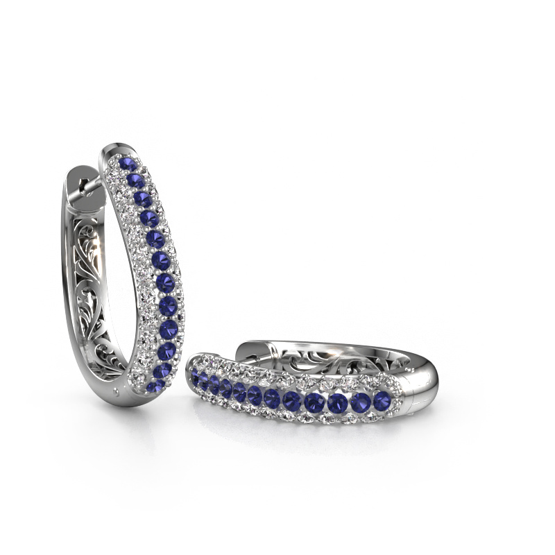 Image of Hoop earrings Danika 12.5 A 950 platinum Sapphire 1.7 mm