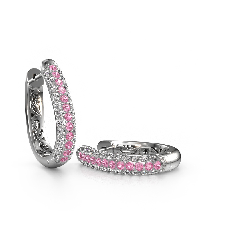 Image of Hoop earrings Danika 12.5 A 950 platinum Pink sapphire 1.7 mm