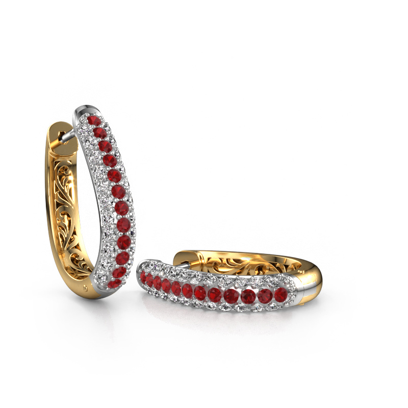 Image of Hoop earrings Danika 12.5 A 585 white gold Ruby 1.7 mm