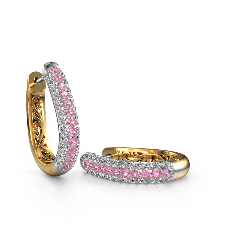 Image of Hoop earrings Danika 12.5 A 585 white gold Pink sapphire 1.7 mm