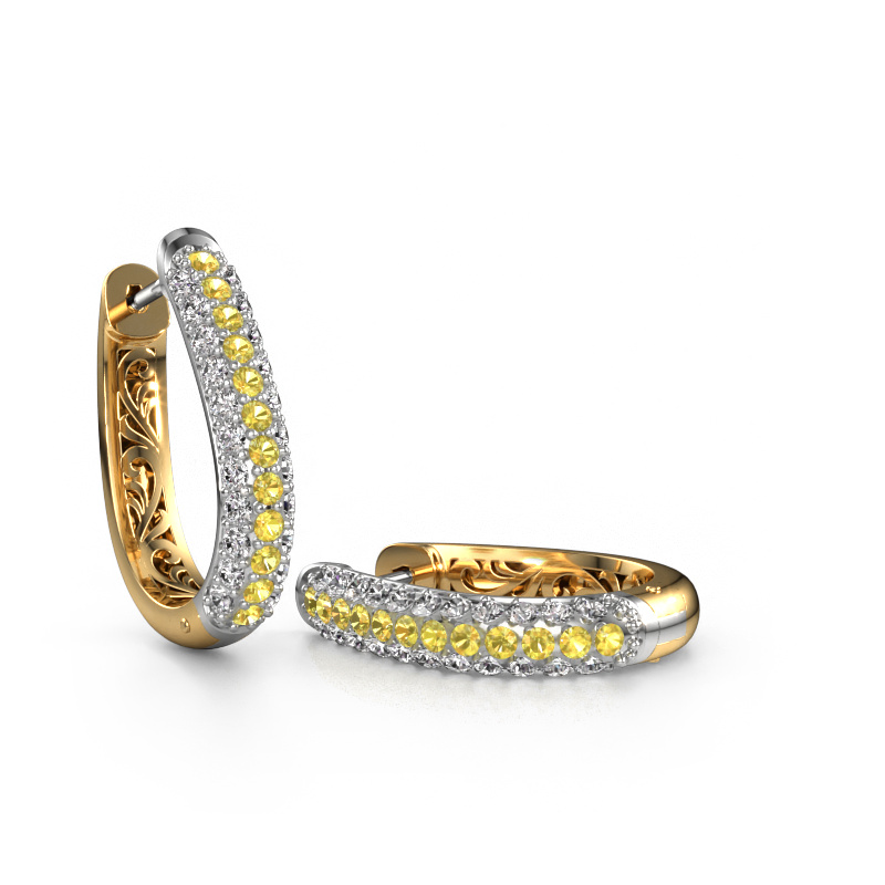 Image of Hoop earrings Danika 12.5 A 585 white gold Yellow sapphire 1.7 mm