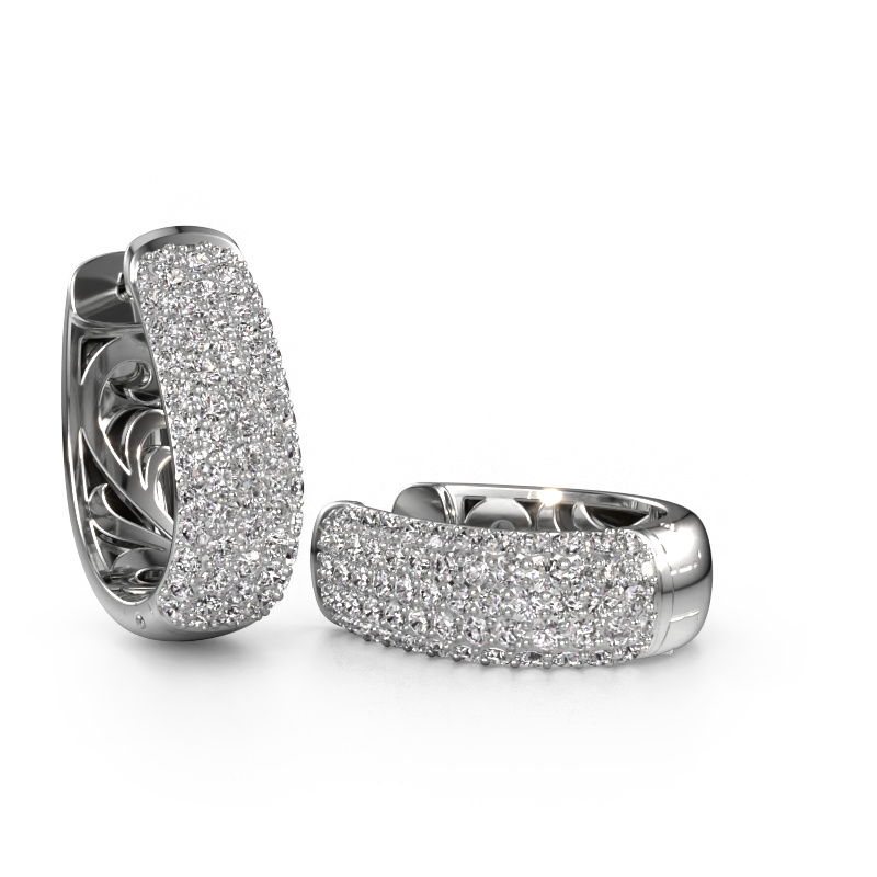 Image de Créoles Danika 12.5 B 585 or blanc Zircone 1.3 mm