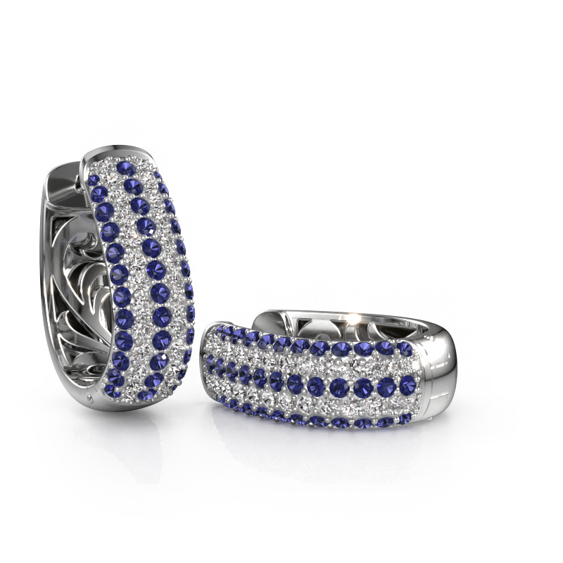 Image of Hoop earrings Danika 12.5 B 950 platinum Sapphire 1.3 mm