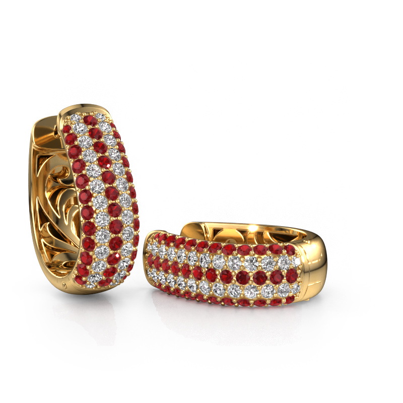 Image of Hoop earrings Danika 12.5 B 585 gold Ruby 1.3 mm