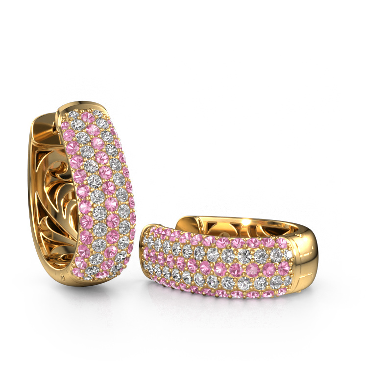 Image of Hoop earrings Danika 12.5 B 585 gold Pink sapphire 1.3 mm