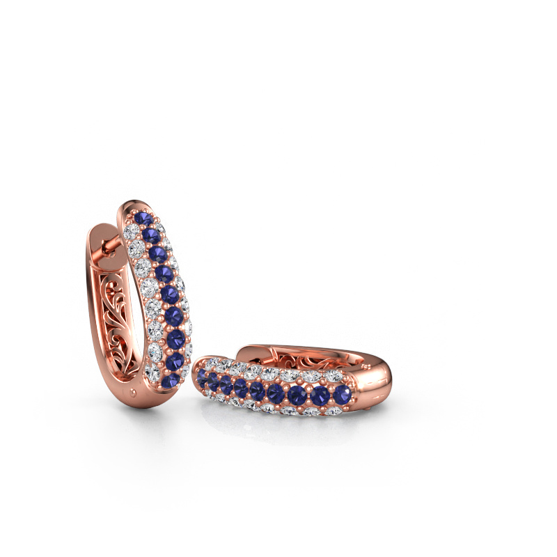 Immagine di Orecchini a cerchio Danika 8.5 A 585 oro rosa Zaffiro 1.7 mm