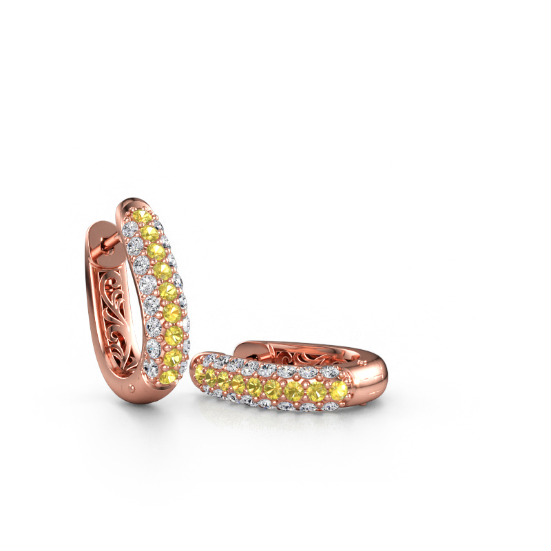 Immagine di Orecchini a cerchio Danika 8.5 A 585 oro rosa Zaffiro giallo 1.7 mm