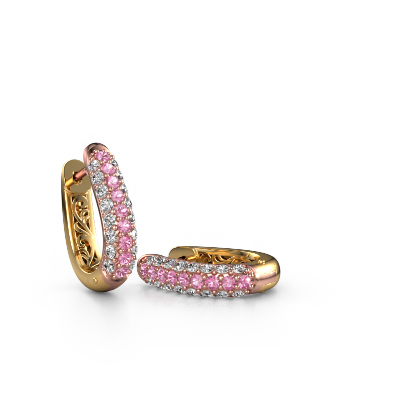 Image of Hoop earrings Danika 8.5 A 585 rose gold Pink sapphire 1.7 mm